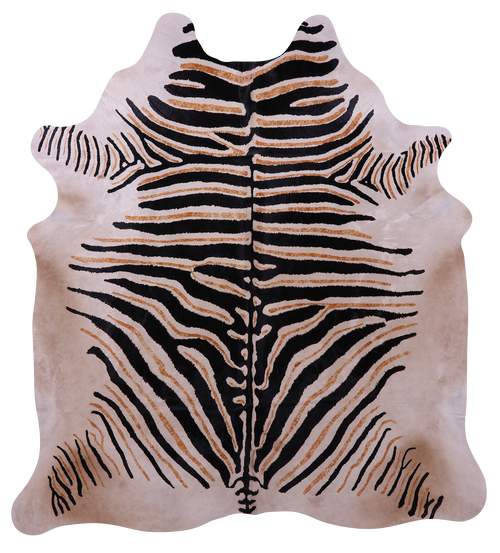 Zebra Animal Print Natural Cowhide Rug - X-Large 7' 5