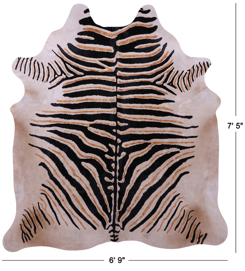 Zebra Animal Print Natural Cowhide Rug - X-Large 7' 5