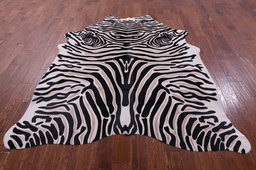 Zebra Animal Print Natural Cowhide Rug - X-Large 7' 4