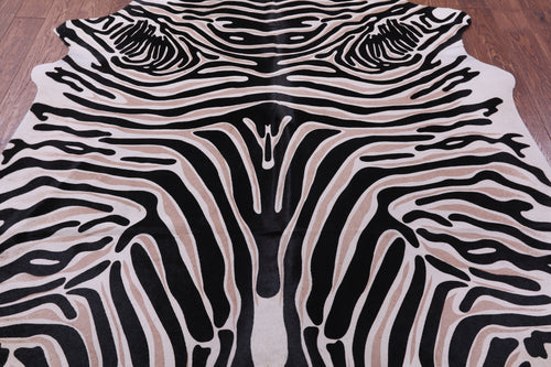Zebra Animal Print Natural Cowhide Rug - X-Large 7' 4