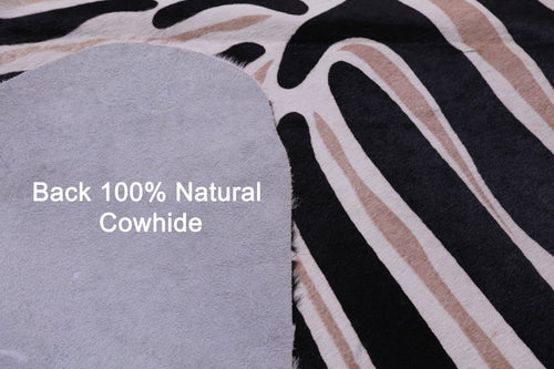 Zebra Animal Print Natural Cowhide Rug - X-Large 7' 4