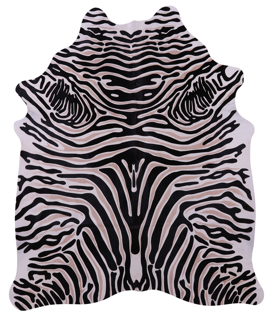 Zebra Animal Print Natural Cowhide Rug - X-Large 7' 4"H x 6' 4"W