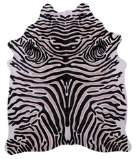 Thumbnail for Zebra Animal Print Natural Cowhide Rug - X-Large 7' 4