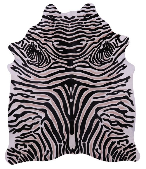 Zebra Animal Print Natural Cowhide Rug - X-Large 7' 4