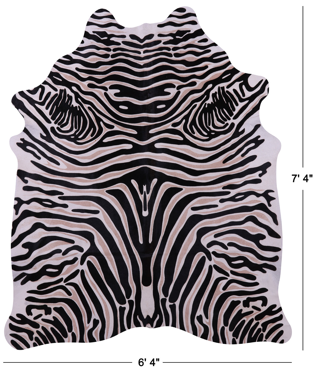 Zebra Animal Print Natural Cowhide Rug - X-Large 7' 4"H x 6' 4"W