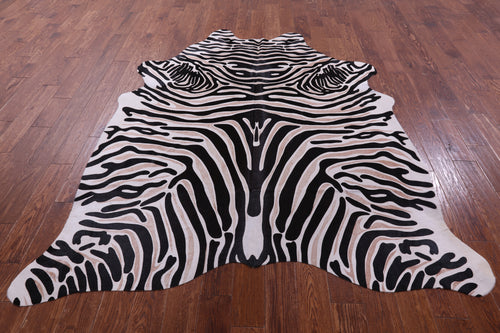 Zebra Animal Print Natural Cowhide Rug - X-Large 7' 6