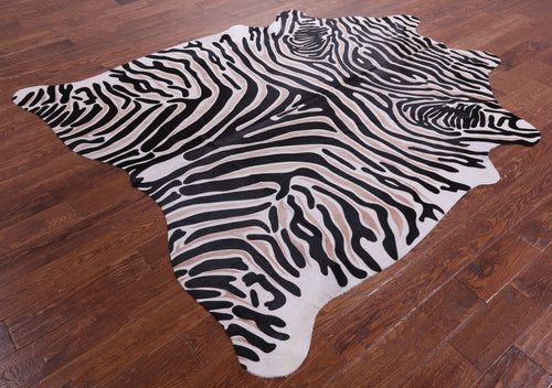 Zebra Animal Print Natural Cowhide Rug - X-Large 7' 6