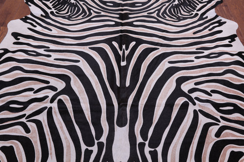Zebra Animal Print Natural Cowhide Rug - X-Large 7' 6