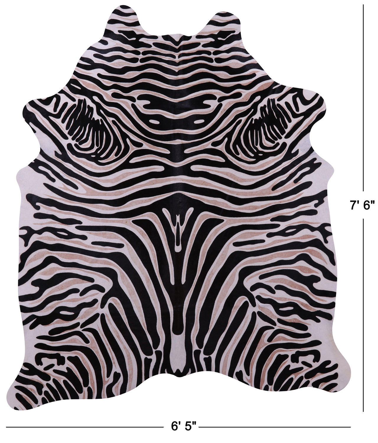 Zebra Animal Print Natural Cowhide Rug - X-Large 7' 6"H x 6' 5"W