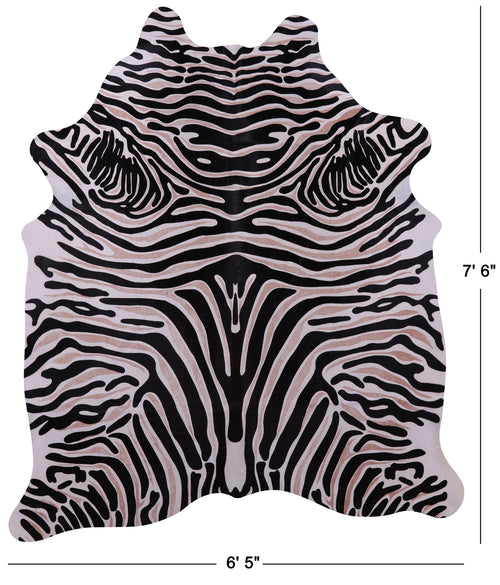 Zebra Animal Print Natural Cowhide Rug - X-Large 7' 6