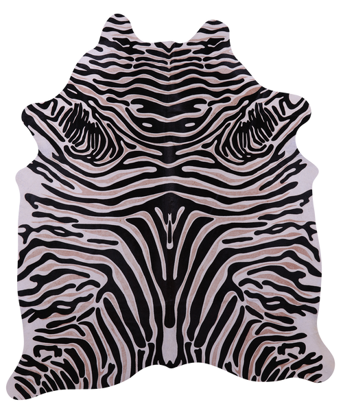 Zebra Animal Print Natural Cowhide Rug - X-Large 7' 6