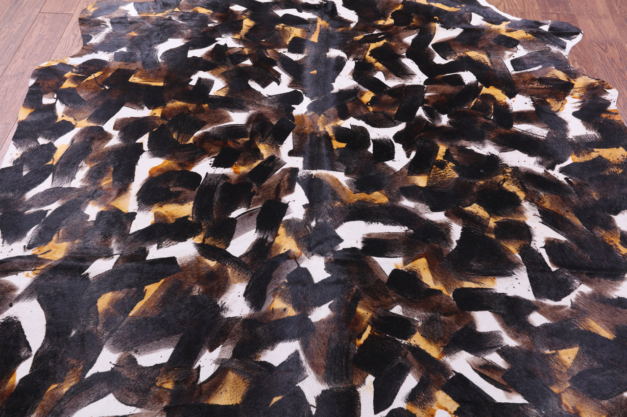 Abstract Printed Natural Cowhide Rug - XX-Large 8' 1"H x 6' 9"W