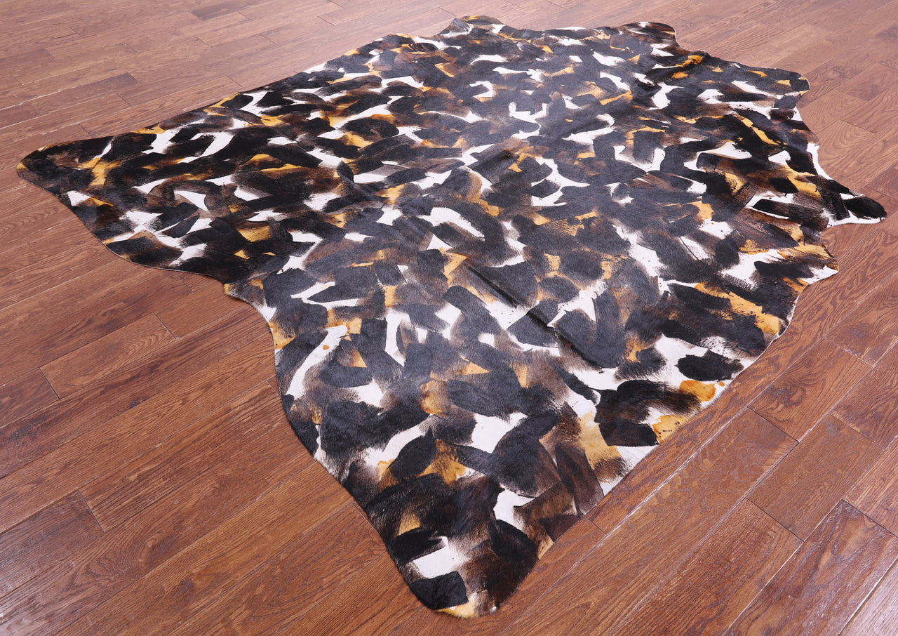 Abstract Printed Natural Cowhide Rug - XX-Large 8' 1"H x 6' 9"W