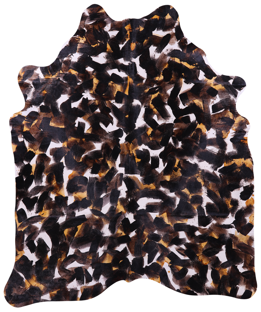 Abstract Printed Natural Cowhide Rug - XX-Large 8' 1"H x 6' 9"W