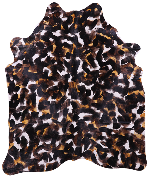 Abstract Printed Natural Cowhide Rug - XX-Large 8' 1"H x 6' 9"W