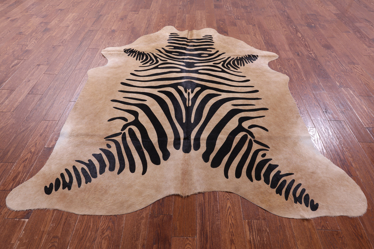 Zebra Animal Print Natural Cowhide Rug - XX-Large 7' 9"H x 6' 9"W