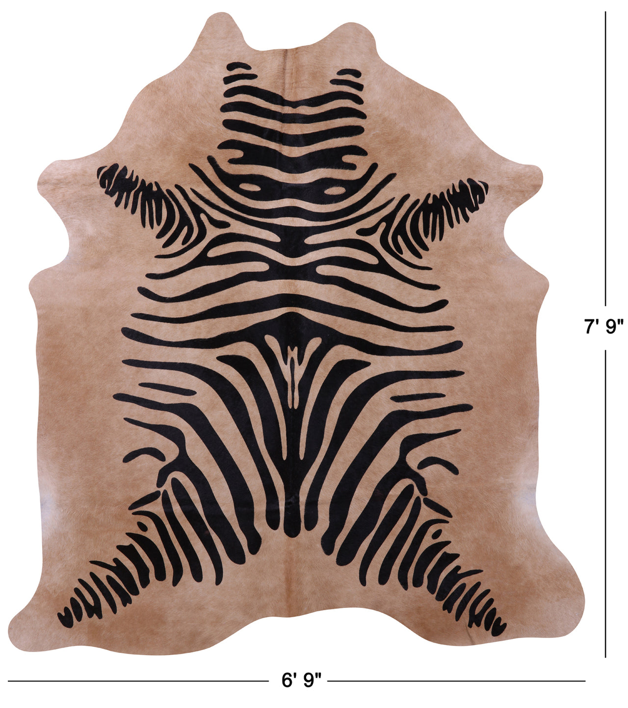 Zebra Animal Print Natural Cowhide Rug - XX-Large 7' 9"H x 6' 9"W