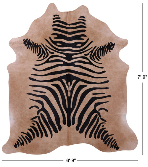 Zebra Animal Print Natural Cowhide Rug - XX-Large 7' 9