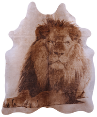 Thumbnail for Lion Printed Natural Cowhide Rug - Large 6' 9