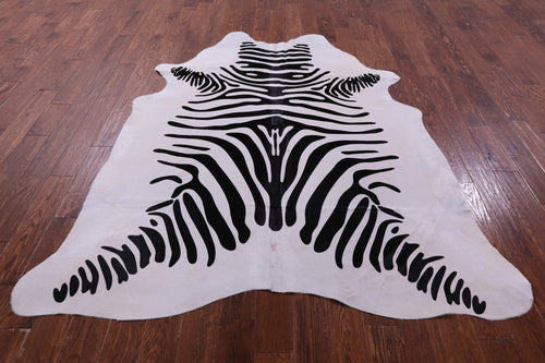 Zebra Animal Print Natural Cowhide Rug - X-Large 7' 3