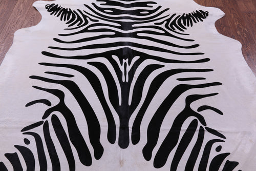 Zebra Animal Print Natural Cowhide Rug - X-Large 7' 3