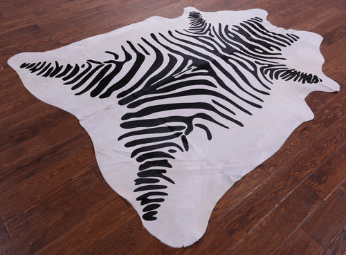 Zebra Animal Print Natural Cowhide Rug - X-Large 7' 3