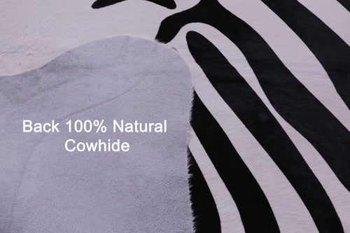 Zebra Animal Print Natural Cowhide Rug - X-Large 7' 3