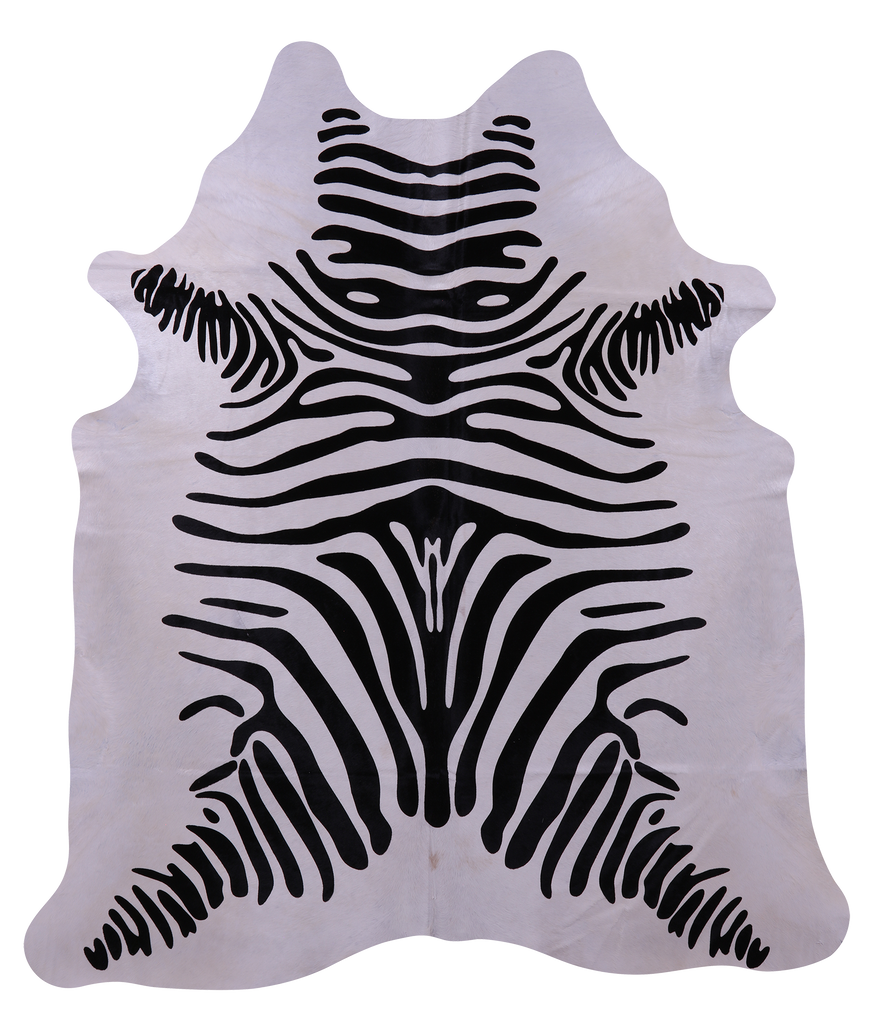 Zebra Animal Print Natural Cowhide Rug - X-Large 7' 3"H x 6' 4"W