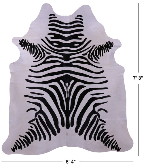 Zebra Animal Print Natural Cowhide Rug - X-Large 7' 3