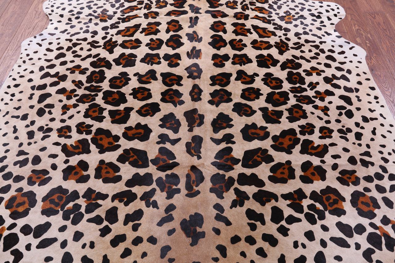 Jaguar Animal Print Natural Cowhide Rug - X-Large 7' 5"H x 6' 0"W
