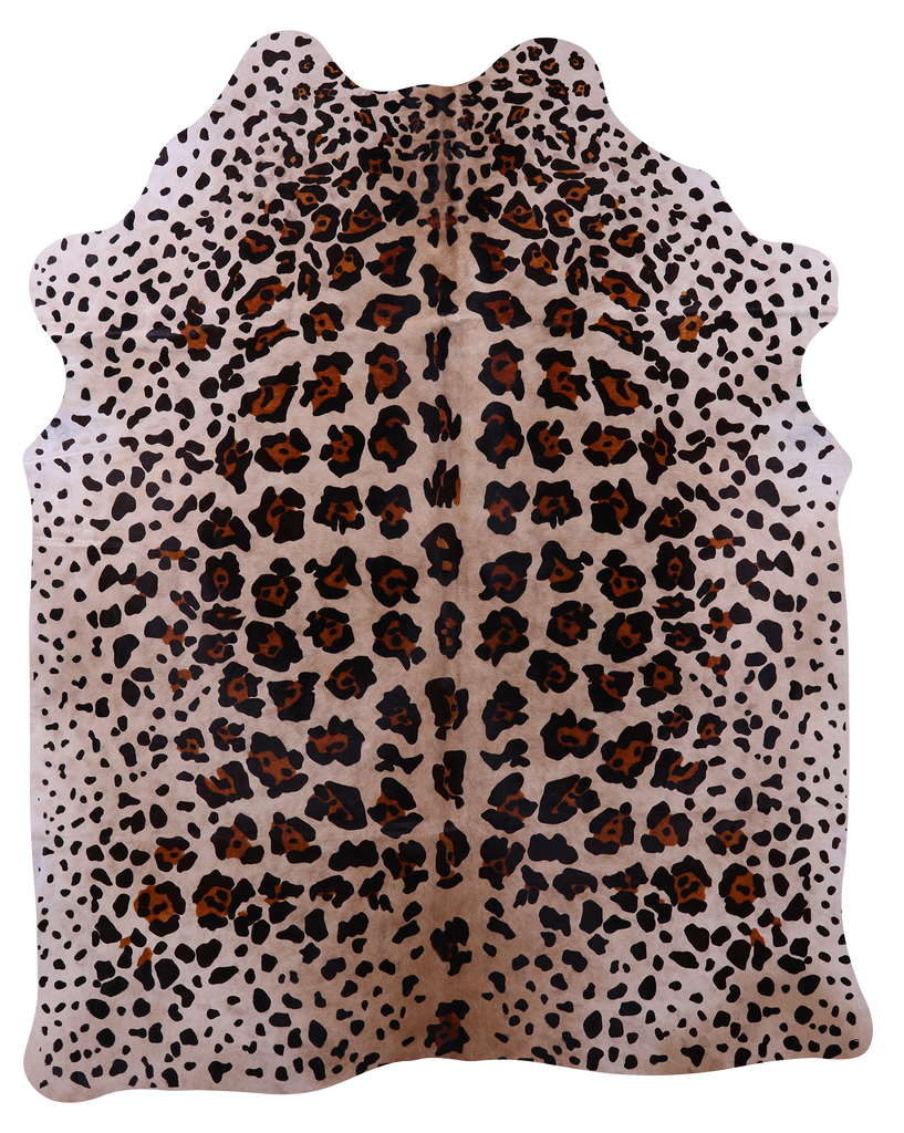 Jaguar Animal Print Natural Cowhide Rug - X-Large 7' 5"H x 6' 0"W