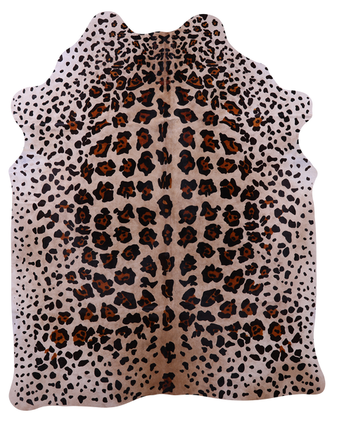 Jaguar Animal Print Natural Cowhide Rug - X-Large 7' 5"H x 6' 0"W