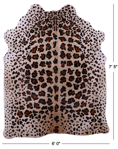 Jaguar Animal Print Natural Cowhide Rug - X-Large 7' 5