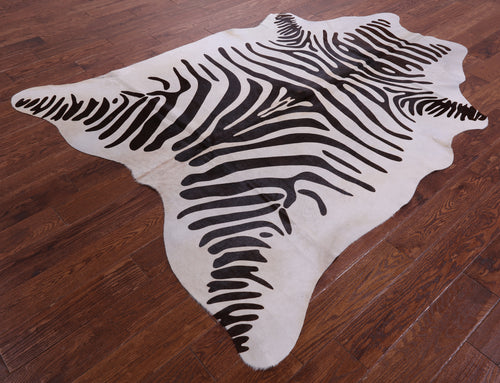 Zebra Animal Print Natural Cowhide Rug - X-Large 7' 0