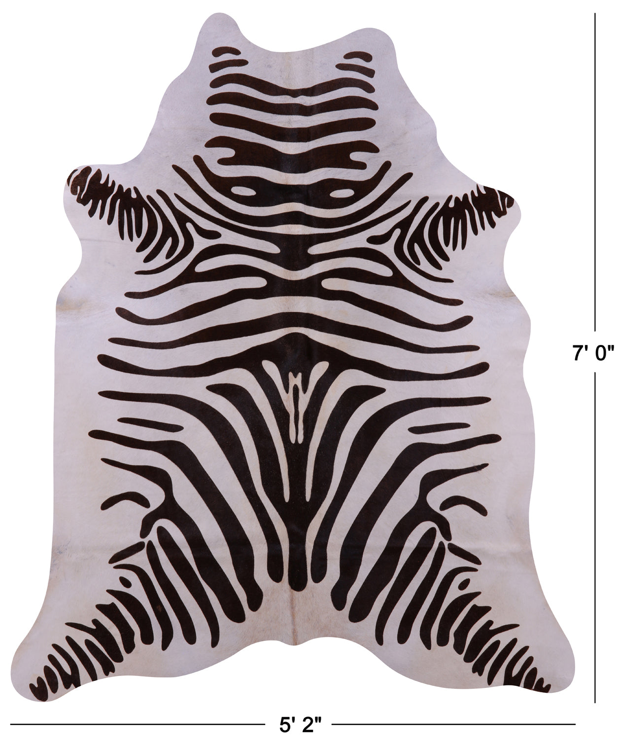 Zebra Animal Print Natural Cowhide Rug - X-Large 7' 0"H x 5' 2"W