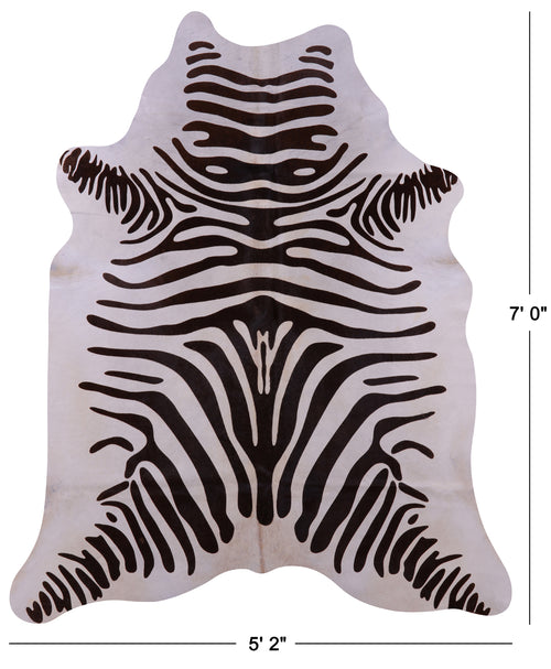 Zebra Animal Print Natural Cowhide Rug - X-Large 7' 0