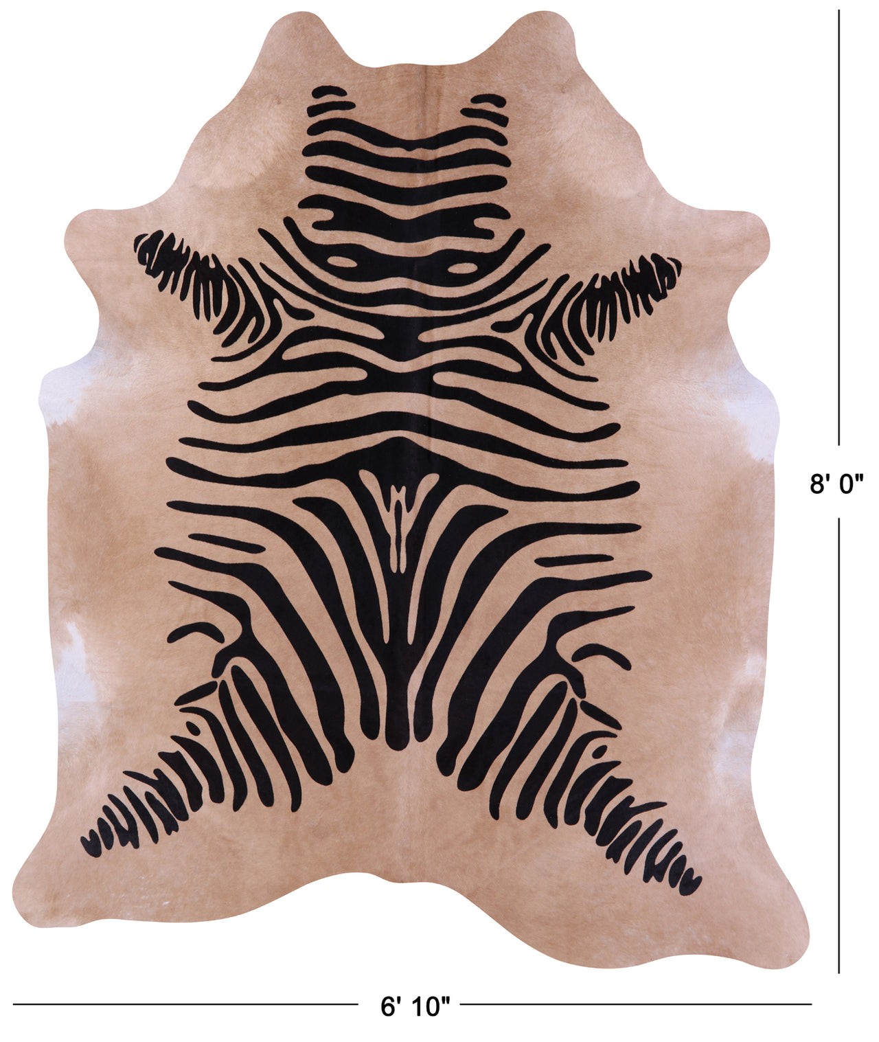 Zebra Animal Print Natural Cowhide Rug - XX-Large 8' 0"H x 6' 10"W
