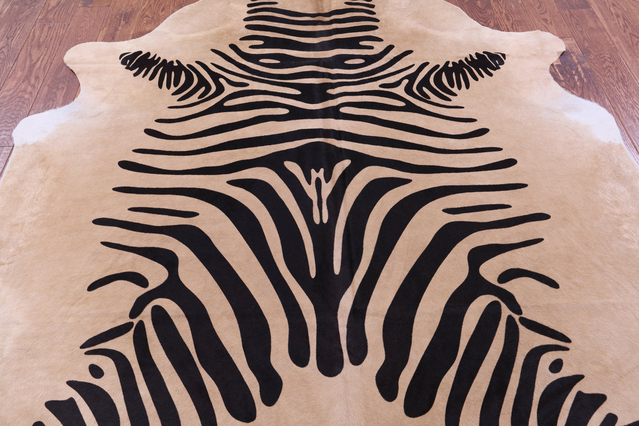 Zebra Animal Print Natural Cowhide Rug - XX-Large 8' 0"H x 6' 10"W