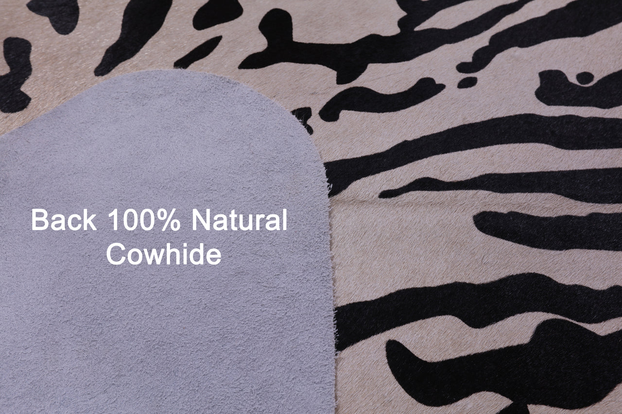 Tiger Animal Print Natural Cowhide Rug - X-Large 7' 5"H x 6' 6"W