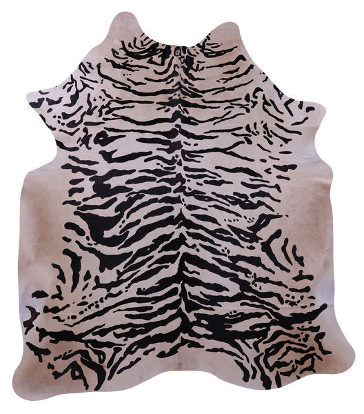 Tiger Animal Print Natural Cowhide Rug - X-Large 7' 5"H x 6' 6"W