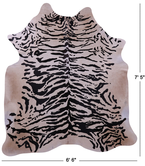 Tiger Animal Print Natural Cowhide Rug - X-Large 7' 5
