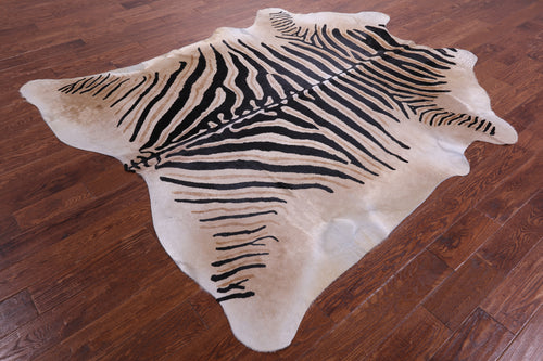 Zebra Animal Print Natural Cowhide Rug - XX-Large 8' 0