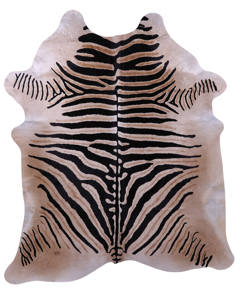 Zebra Animal Print Natural Cowhide Rug - XX-Large 8' 0"H x 6' 7"W