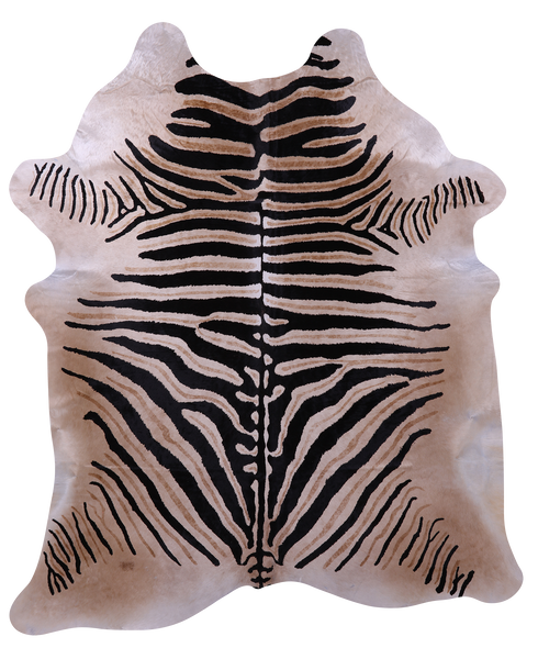 Zebra Animal Print Natural Cowhide Rug - XX-Large 8' 0"H x 6' 7"W