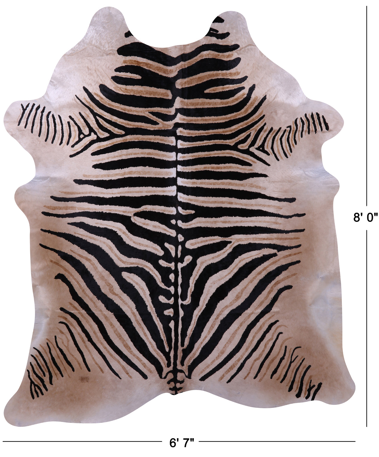 Zebra Animal Print Natural Cowhide Rug - XX-Large 8' 0"H x 6' 7"W