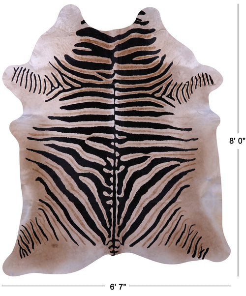 Zebra Animal Print Natural Cowhide Rug - XX-Large 8' 0