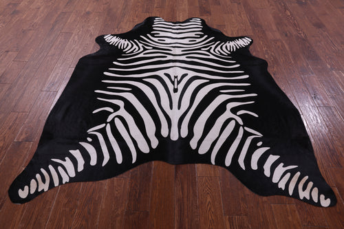 Zebra Animal Print Natural Cowhide Rug - Large 6' 9