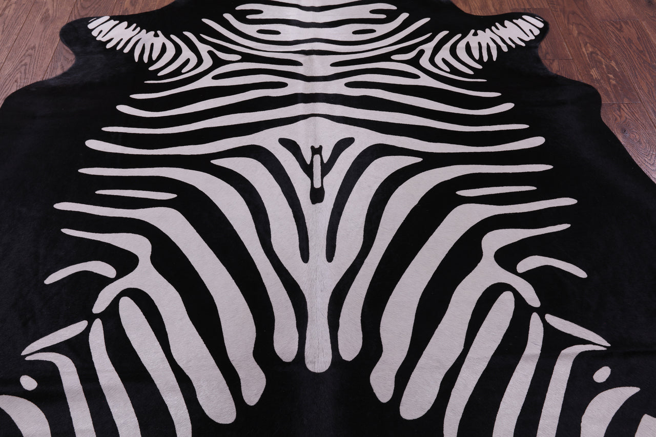 Zebra Animal Print Natural Cowhide Rug - Large 6' 9"H x 5' 9"W