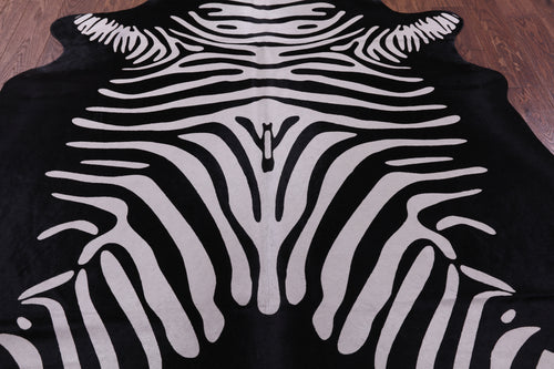 Zebra Animal Print Natural Cowhide Rug - Large 6' 9