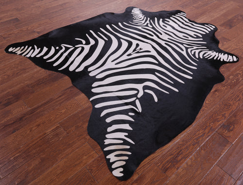 Zebra Animal Print Natural Cowhide Rug - Large 6' 9